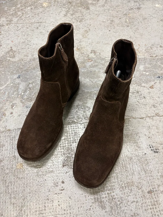 2000s Prada Brown Suede Leather Ankle Boots - Image 4