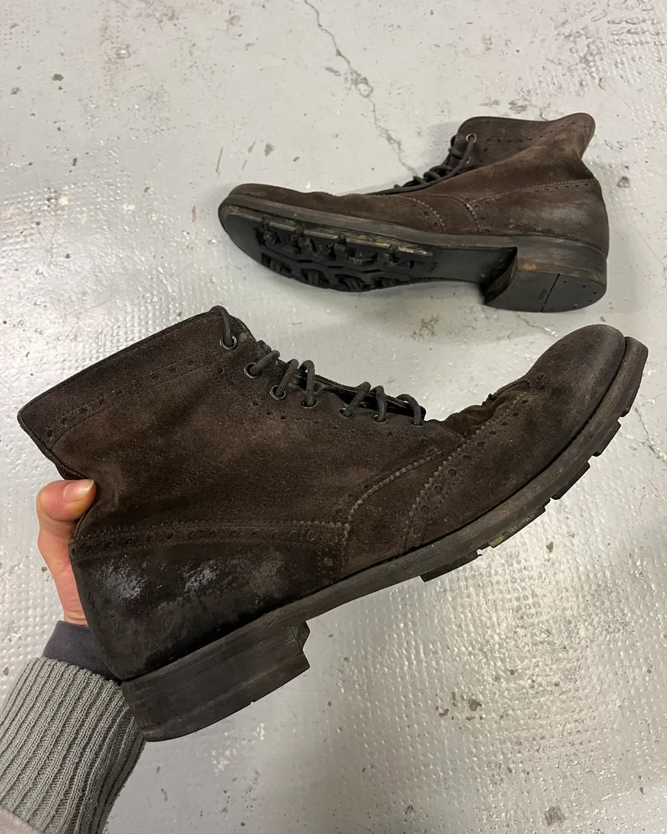 2000s Prada Brown Suede Leather Lace-Up Boots