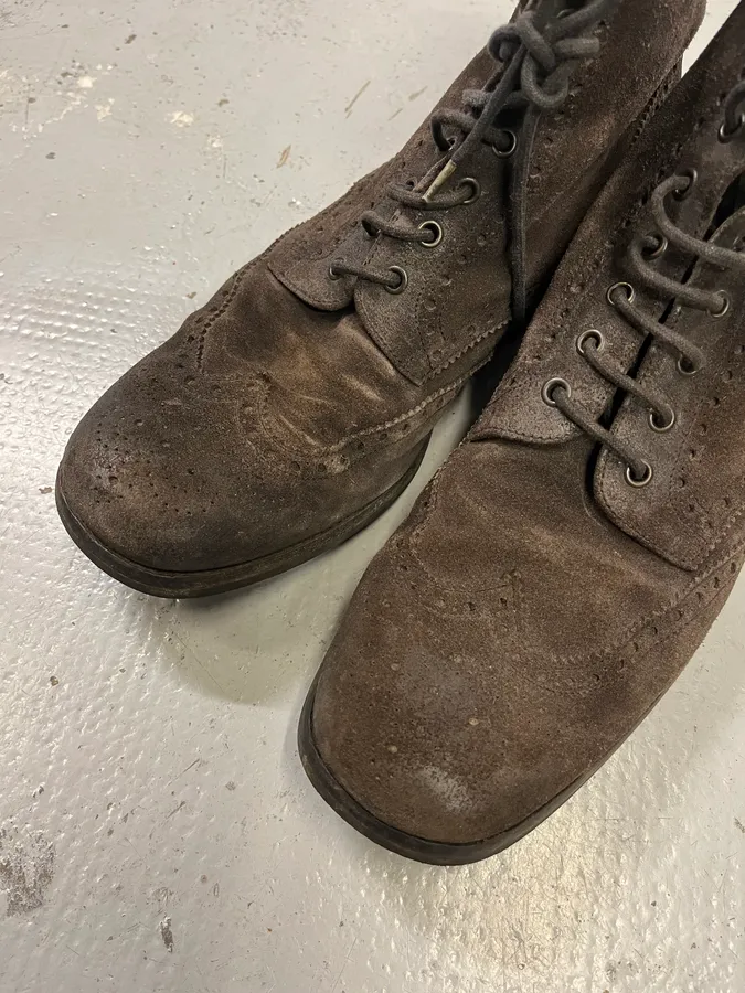 2000s Prada Brown Suede Leather Lace-Up Boots - Image 4