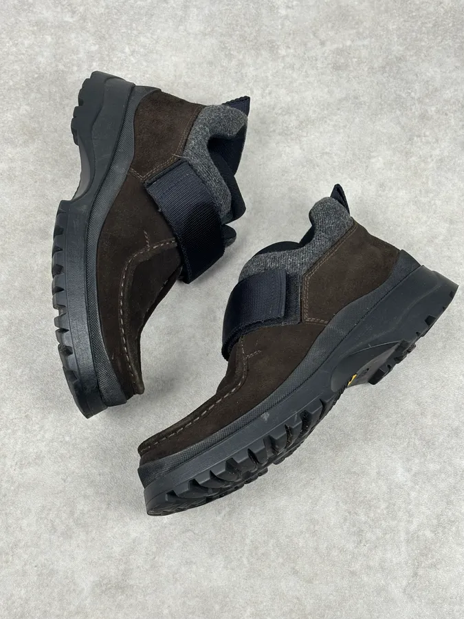 2000s Prada Brown Suede Leather Velcro Boots - Image 6