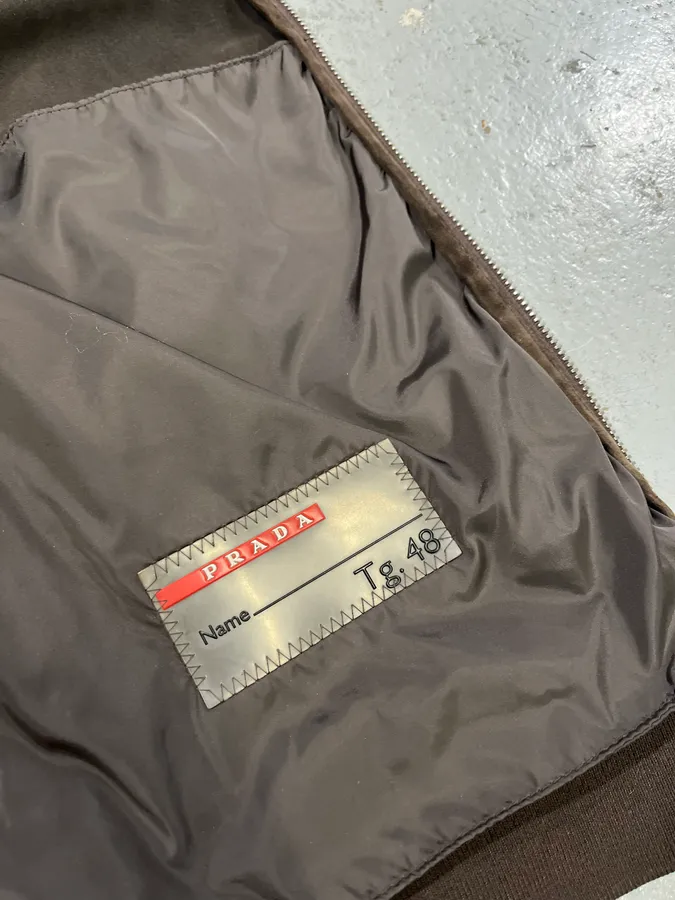 2000s Prada Brown Suede Leather Zip-up Jacket - Image 10