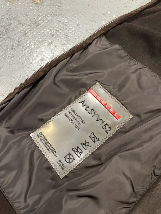 2000s Prada Brown Suede Leather Zip-up Jacket - Image 11