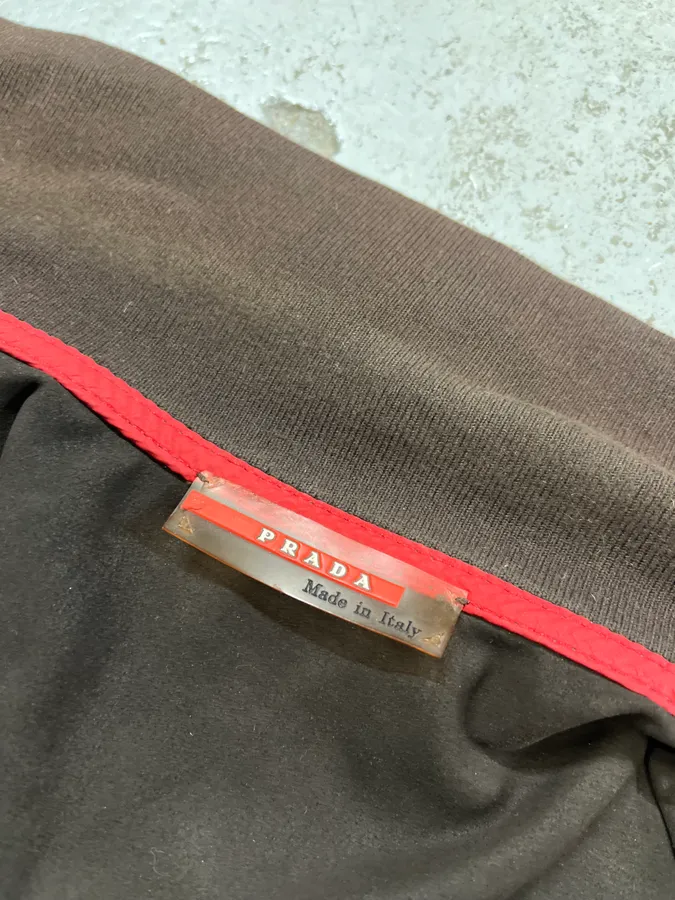 2000s Prada Brown Suede Leather Zip-up Jacket - Image 13