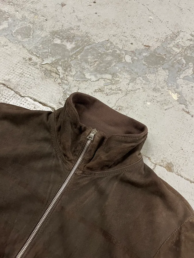 2000s Prada Brown Suede Leather Zip-up Jacket - Image 5