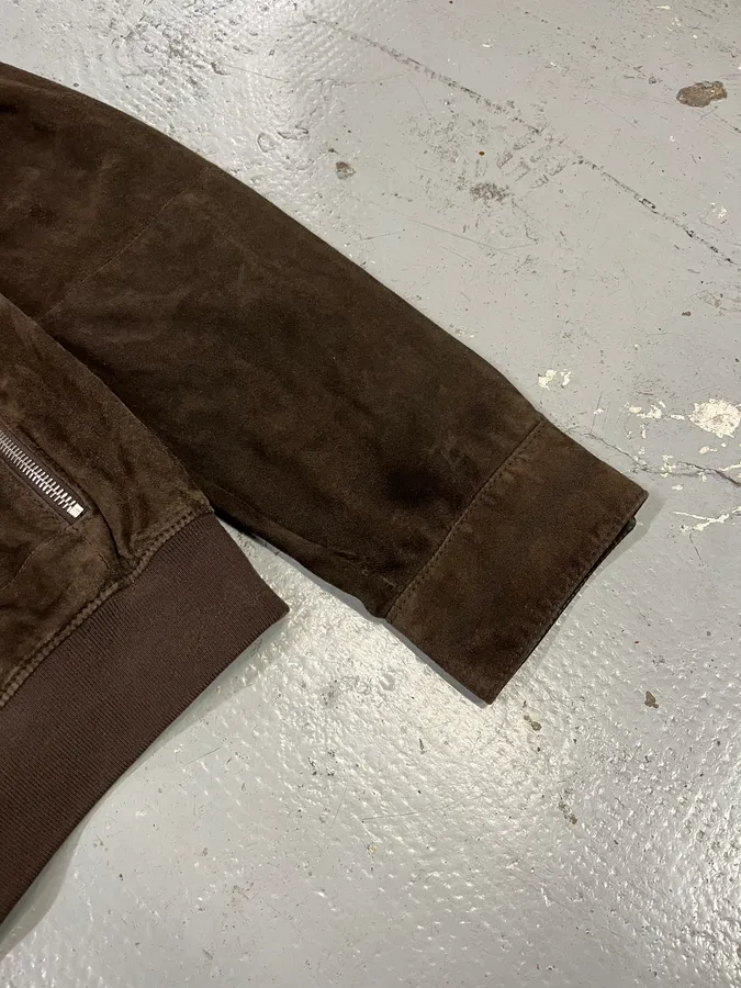 2000s Prada Brown Suede Leather Zip-up Jacket - Image 6
