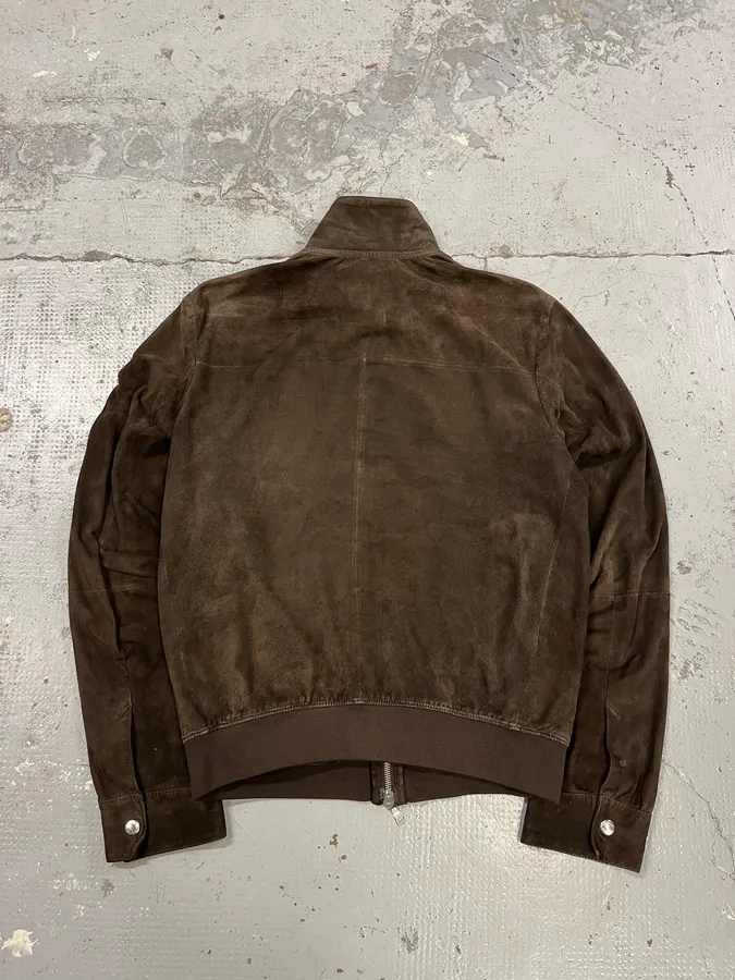 2000s Prada Brown Suede Leather Zip-up Jacket - Image 8