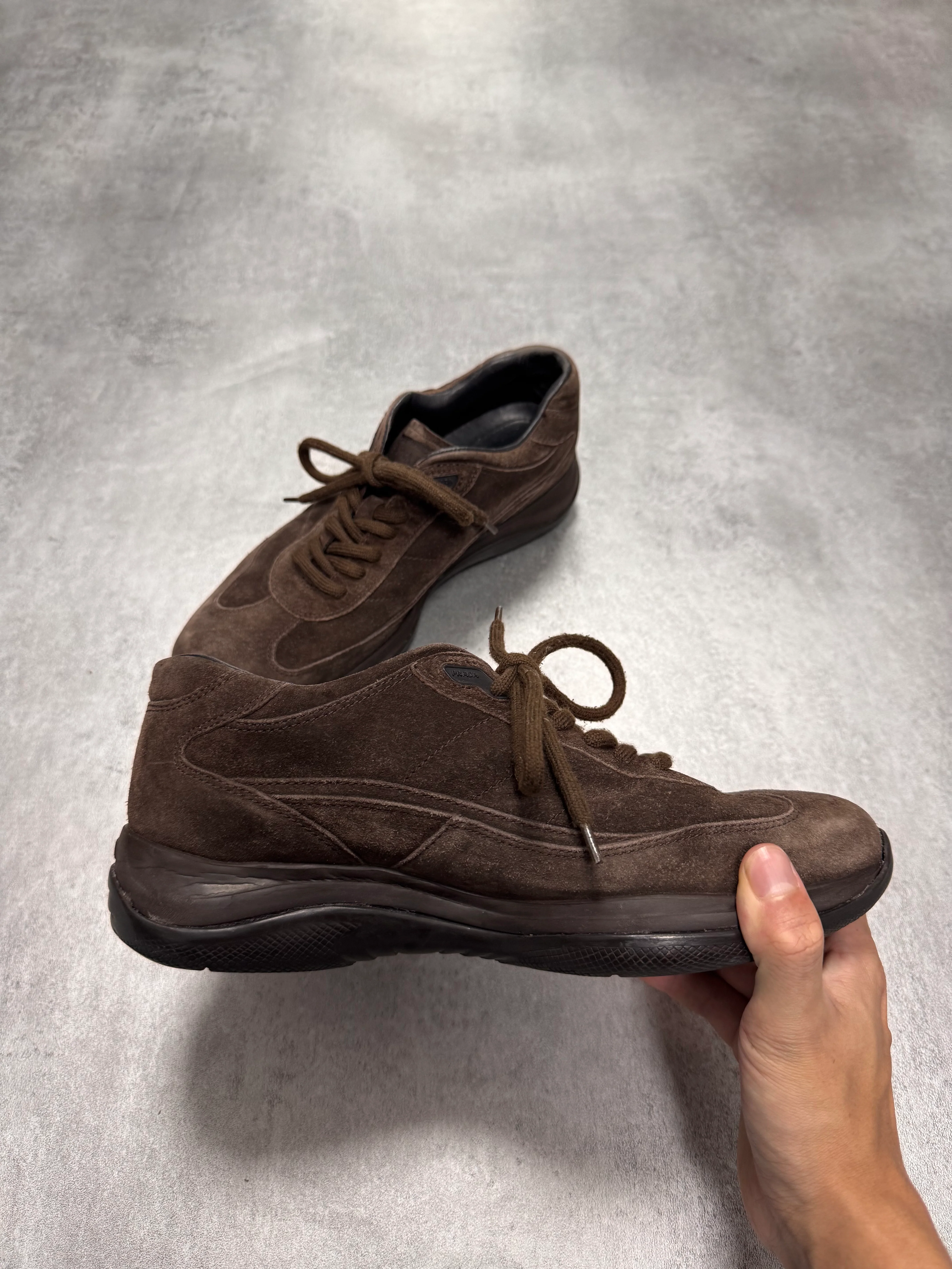 2000s Prada Brown Suede Low Sneakers - Image 6
