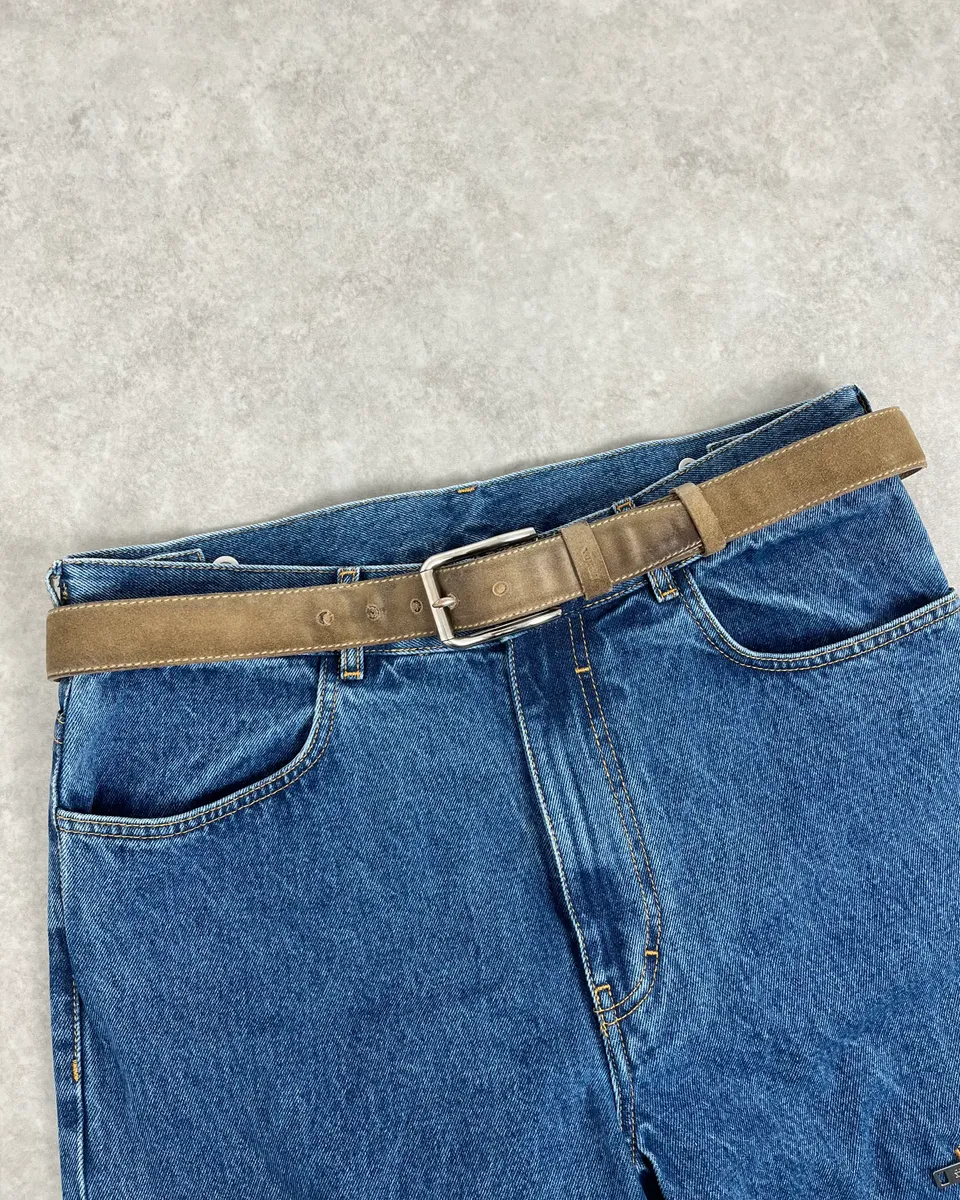2000s Prada Camel Eroded Leather Belt