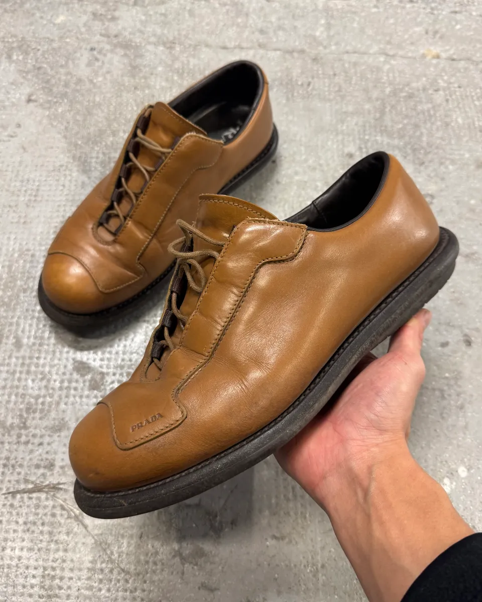 2000s Prada Camel Leather Loafers