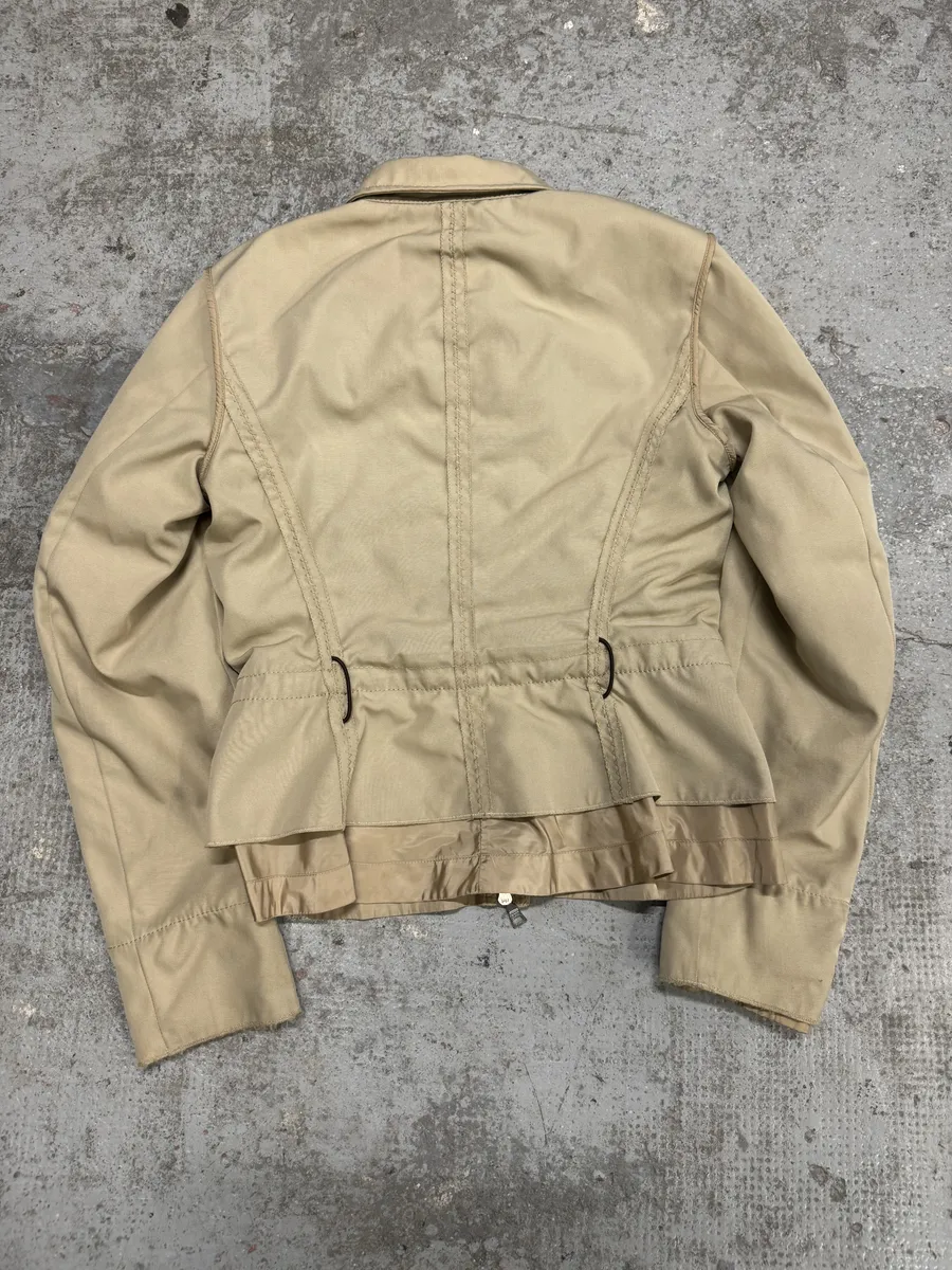 2000s Prada Claps & Zipped Beige Jacket - Image 2