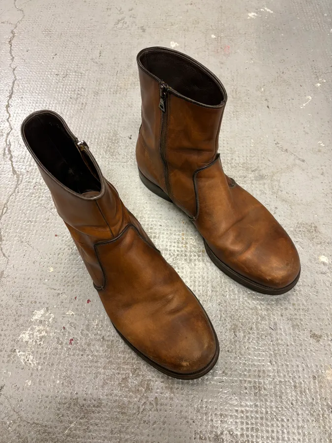 2000s Prada Copper Leather Ankle Boots - Image 4
