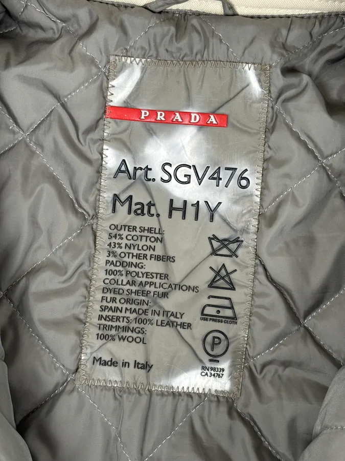 2000s Prada Cream Sherpa Collar Bomber Jacket - Image 10