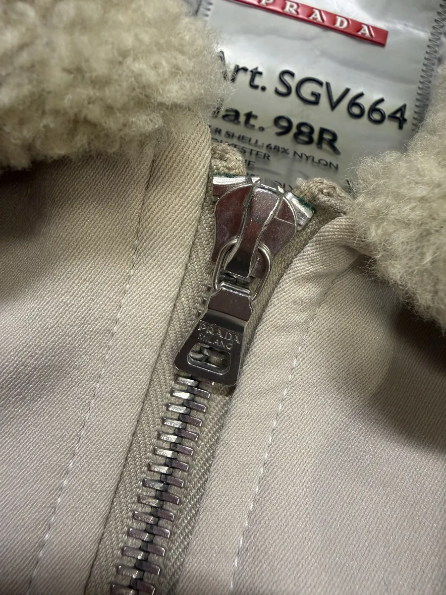 2000s Prada Creamy White Linea Rossa Aviator Bomber Jacket - Image 11