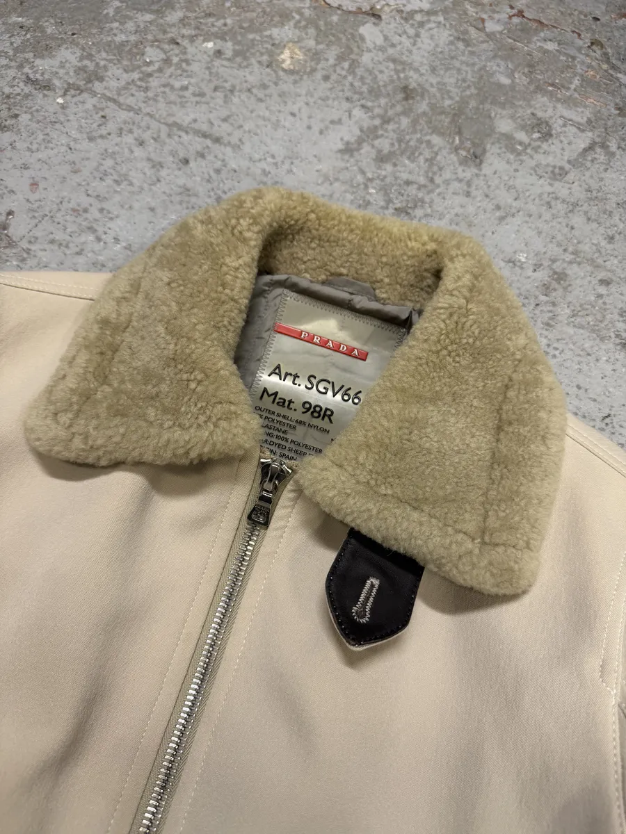 2000s Prada Creamy White Linea Rossa Aviator Bomber Jacket - Image 12