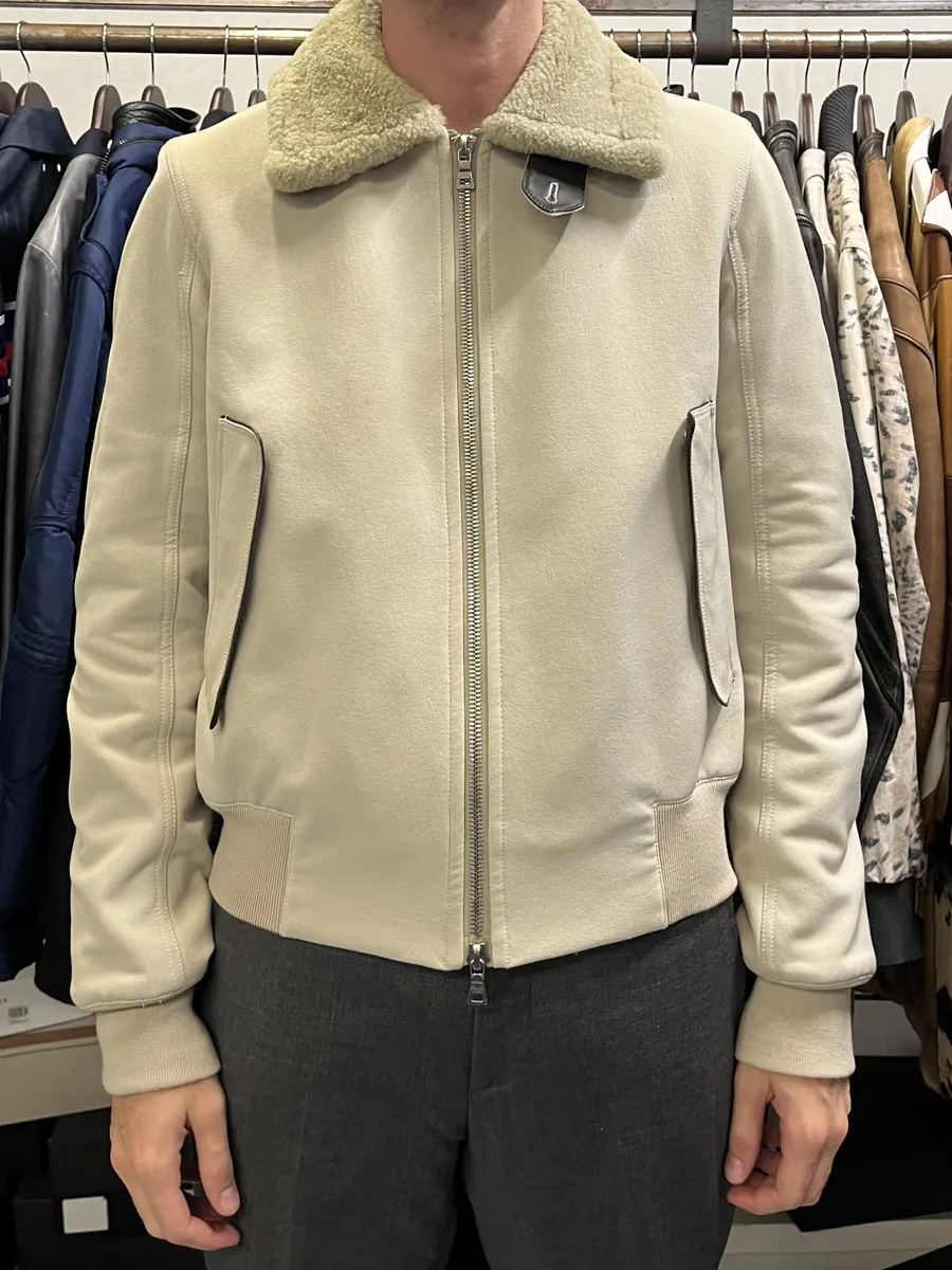 2000s Prada Creamy White Linea Rossa Aviator Bomber Jacket - Image 4