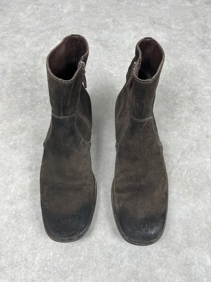 2000s Prada Dark Brown Suede Leather Boots - Image 4