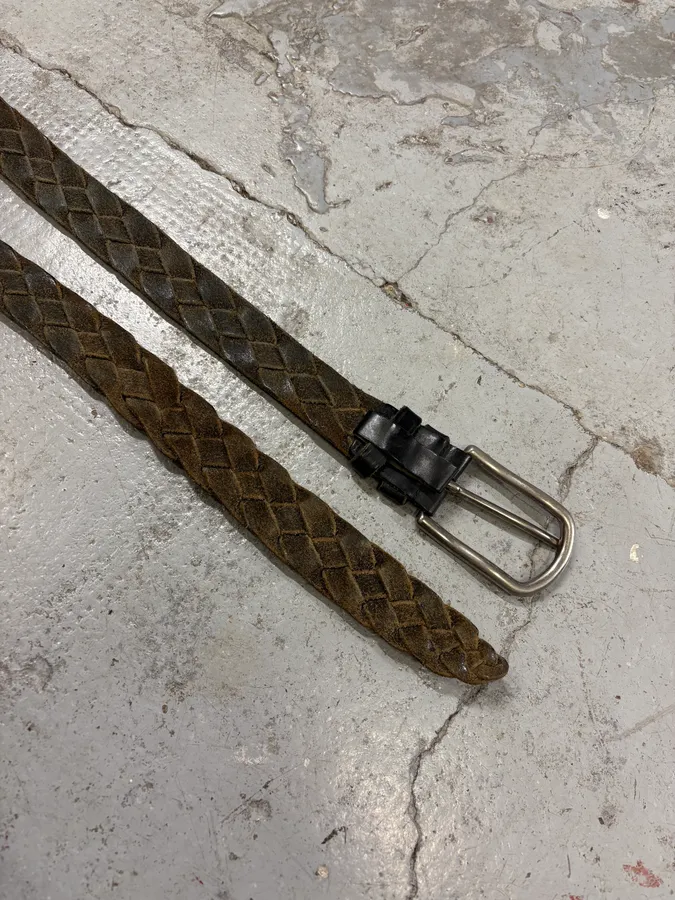 2000s Prada Dark Brown Woven Leather Belt - Image 4