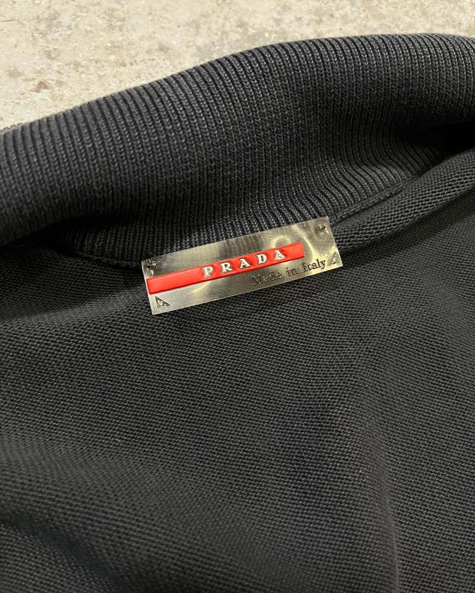 2000s Prada Dark Grey Faded Zip-up Sweater - Image 11