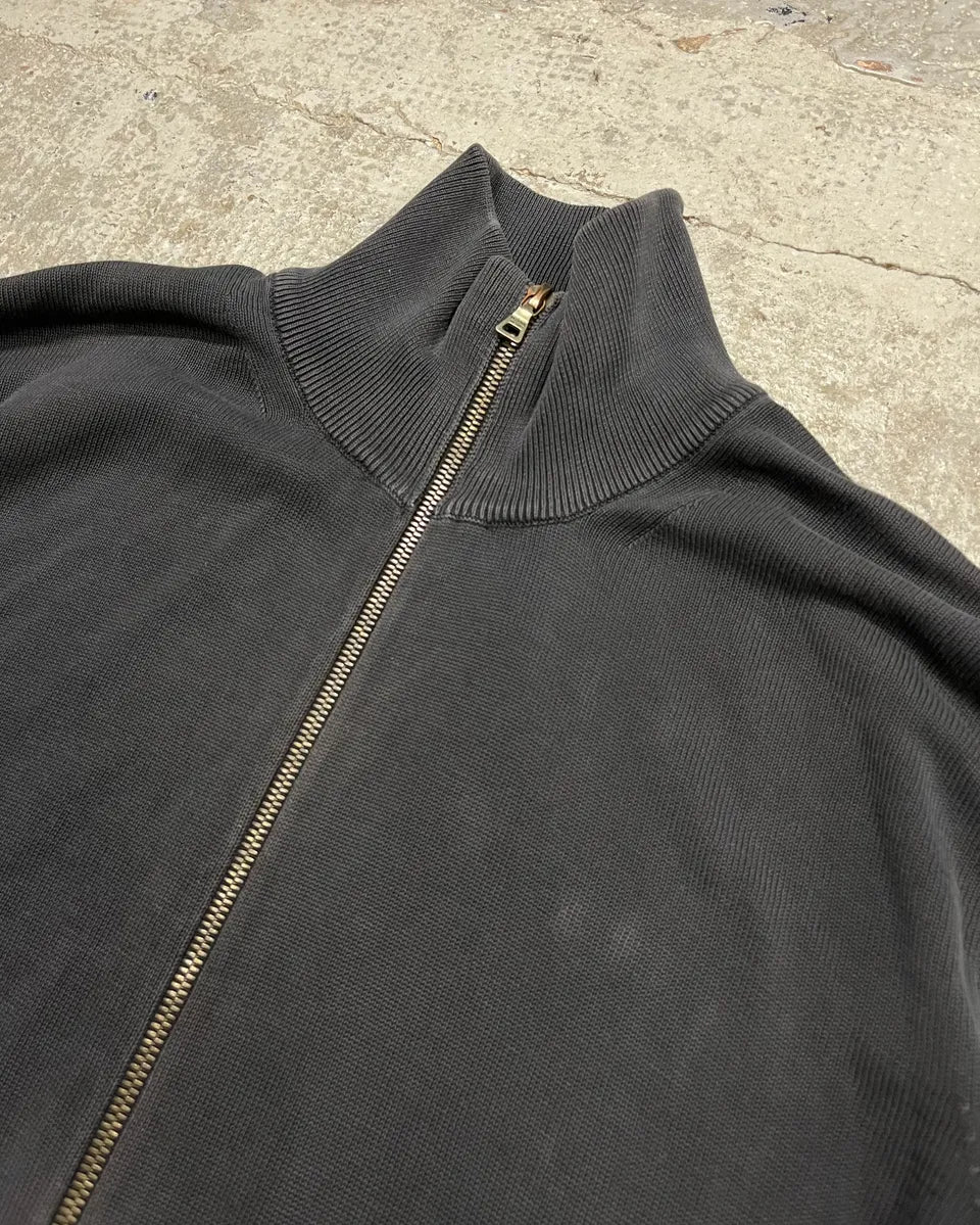2000s Prada Dark Grey Faded Zip-up Sweater - Image 5