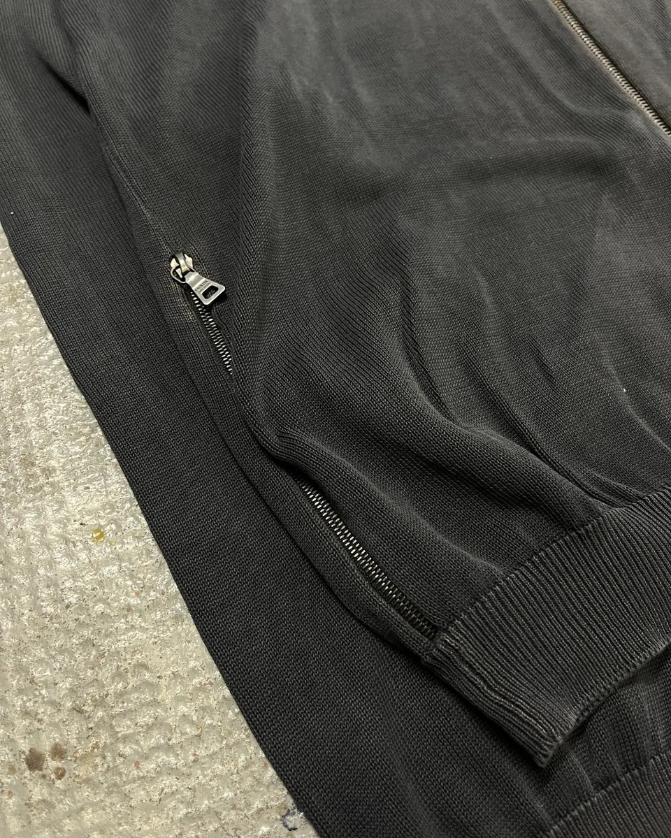 2000s Prada Dark Grey Faded Zip-up Sweater - Image 7