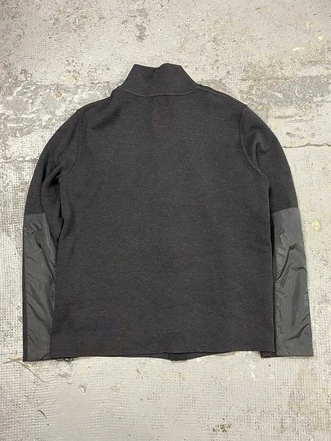 2000s Prada Dark Grey Wool Hybrid Zip-Up Sweater - Image 6