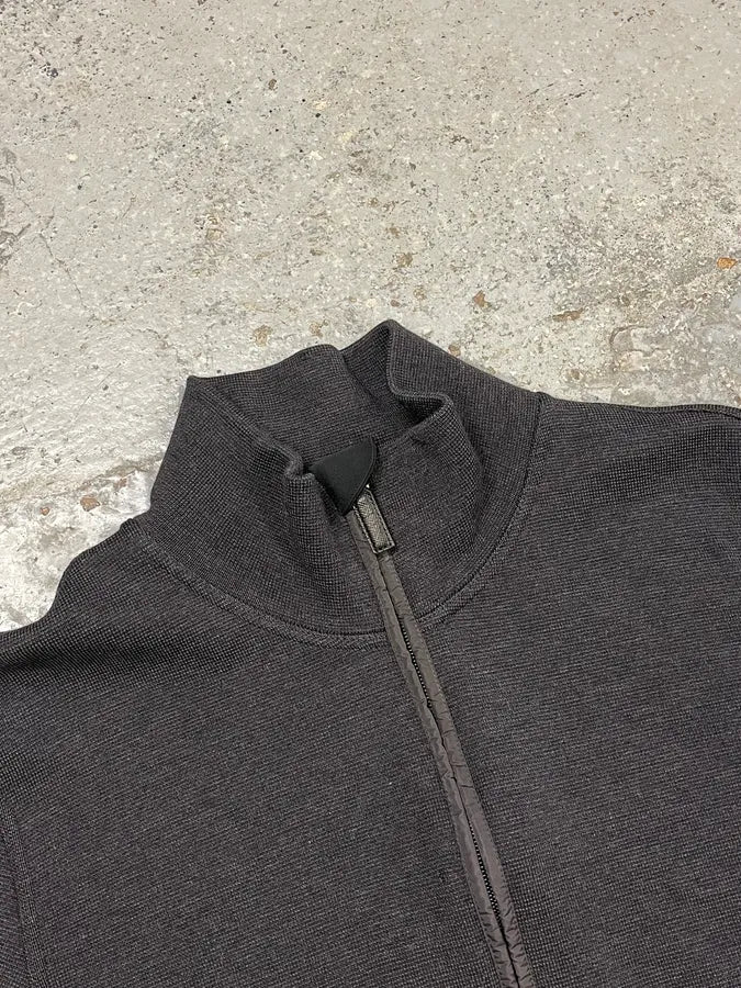 2000s Prada Dark Grey Wool Hybrid Zip-Up Sweater - Image 7