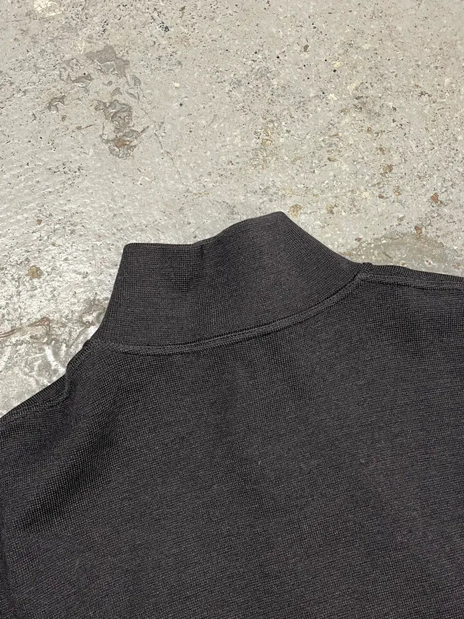 2000s Prada Dark Grey Wool Hybrid Zip-Up Sweater - Image 9