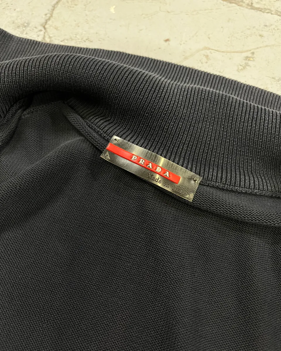 2000s Prada Dark Grey Zip-Up Sweater - Image 10