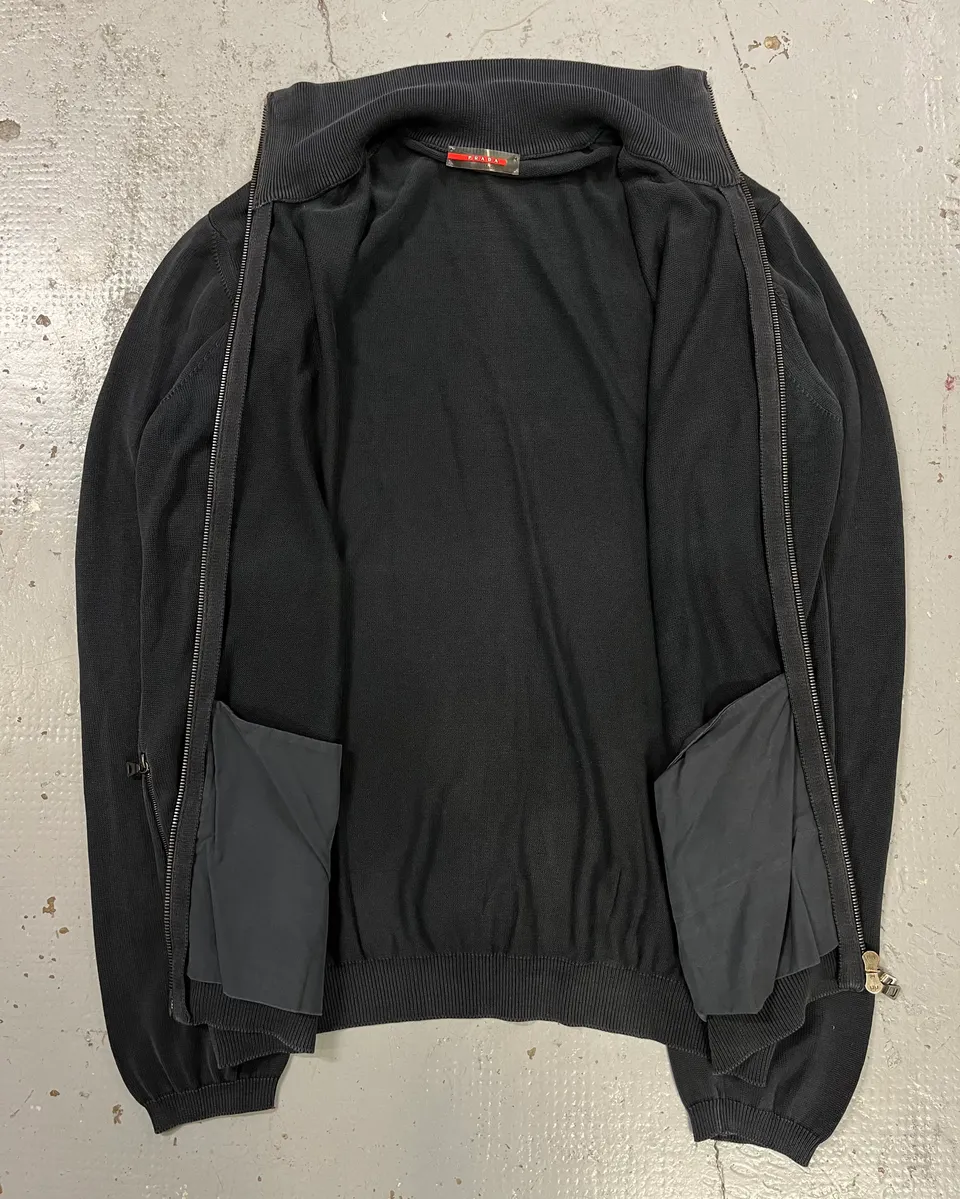 2000s Prada Dark Grey Zip-Up Sweater - Image 9