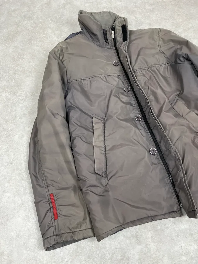 2000s Prada Dyed Kid Fur Grey Hooded Puffer Jacket - Image 8