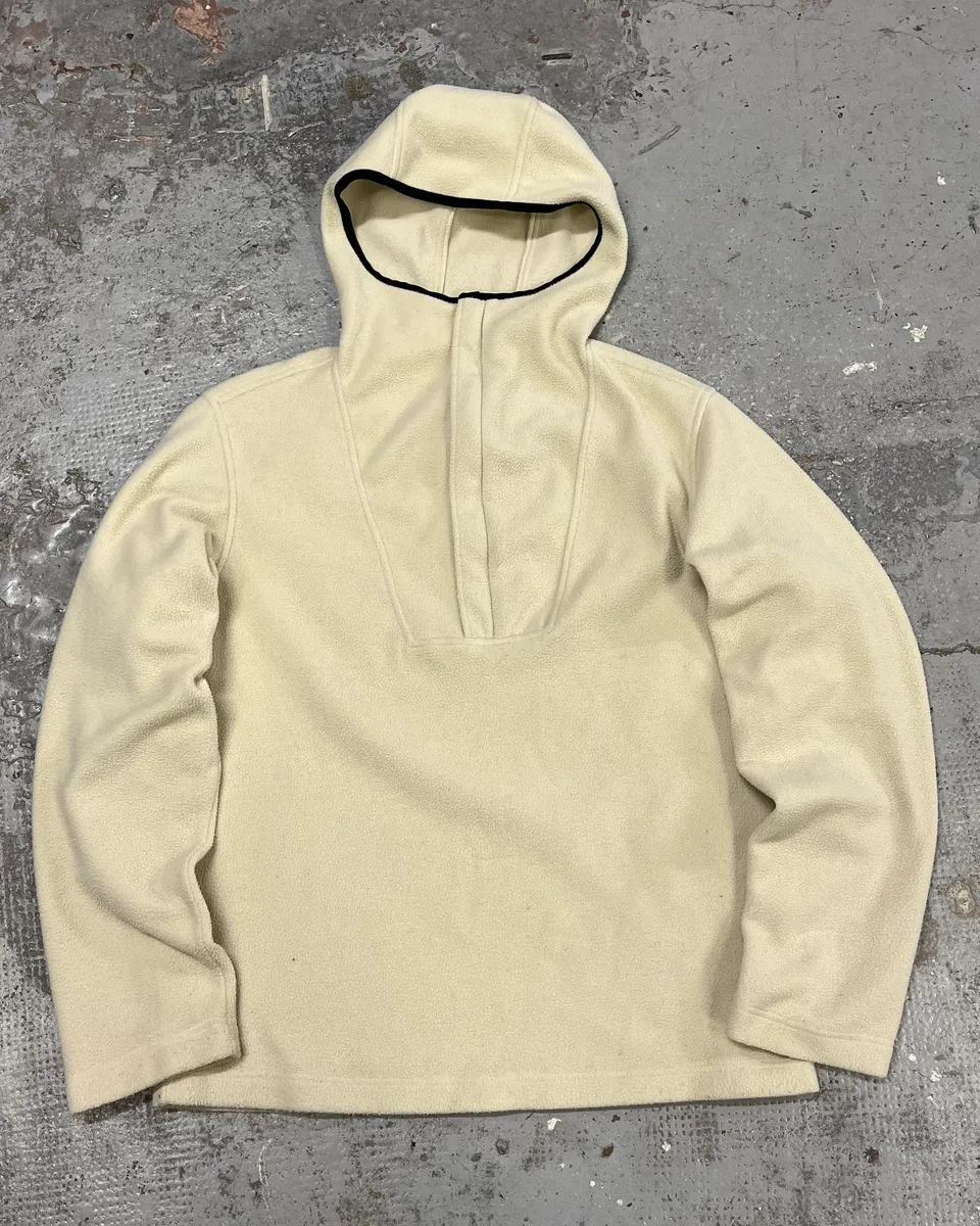 2000s Prada Fleece Cream White Hooded Sweater