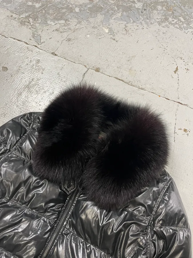 2000s Prada Fur Collar Black Puffer Jacket - Image 4