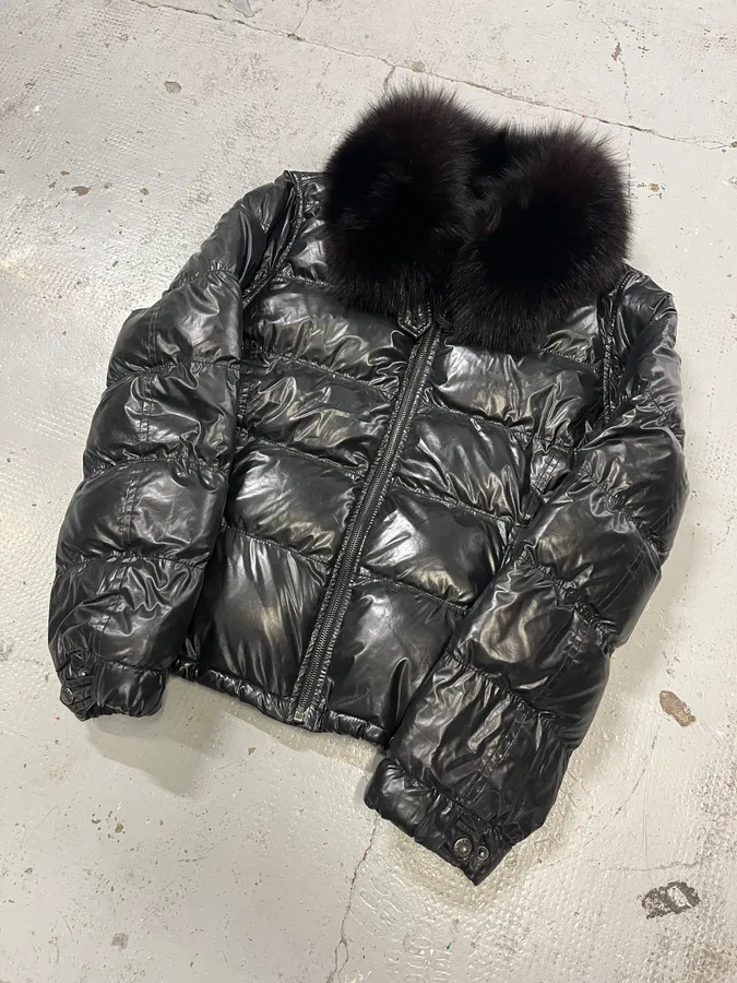 2000s Prada Fur Collar Black Puffer Jacket - Image 6