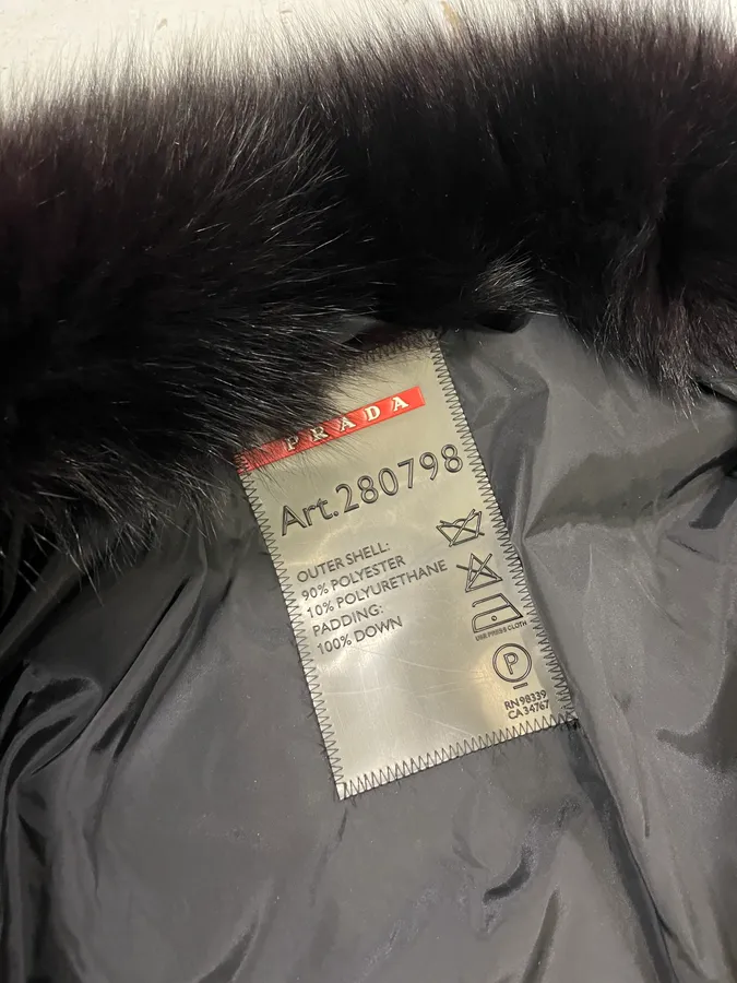 2000s Prada Fur Collar Black Puffer Jacket - Image 9
