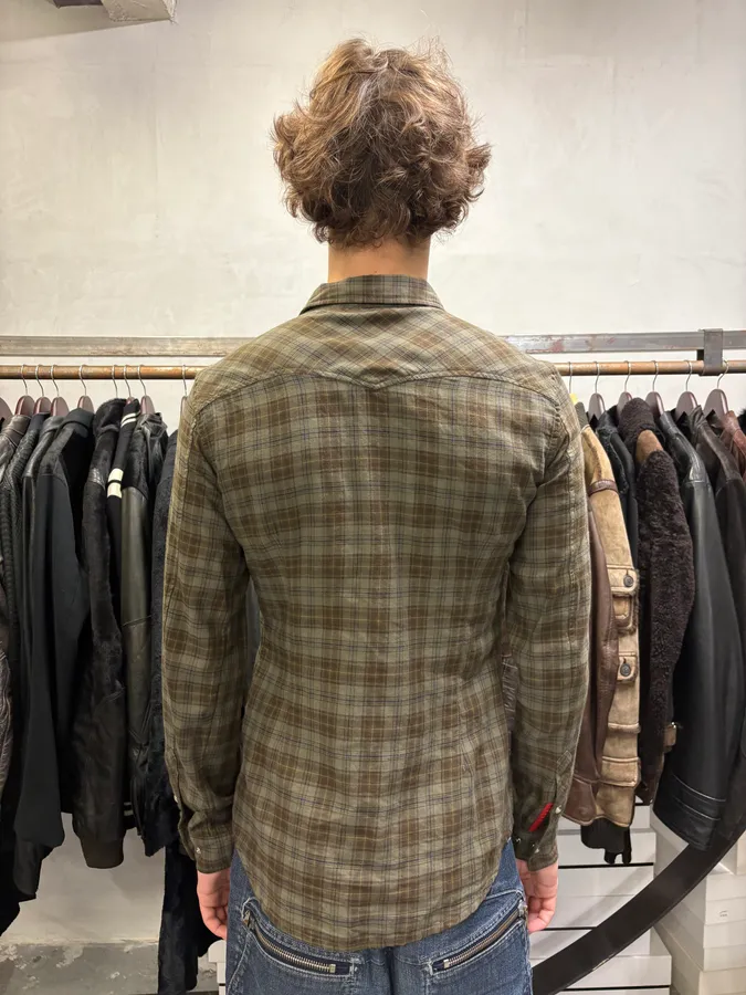 2000s Prada Green Checked Shirt - Image 3