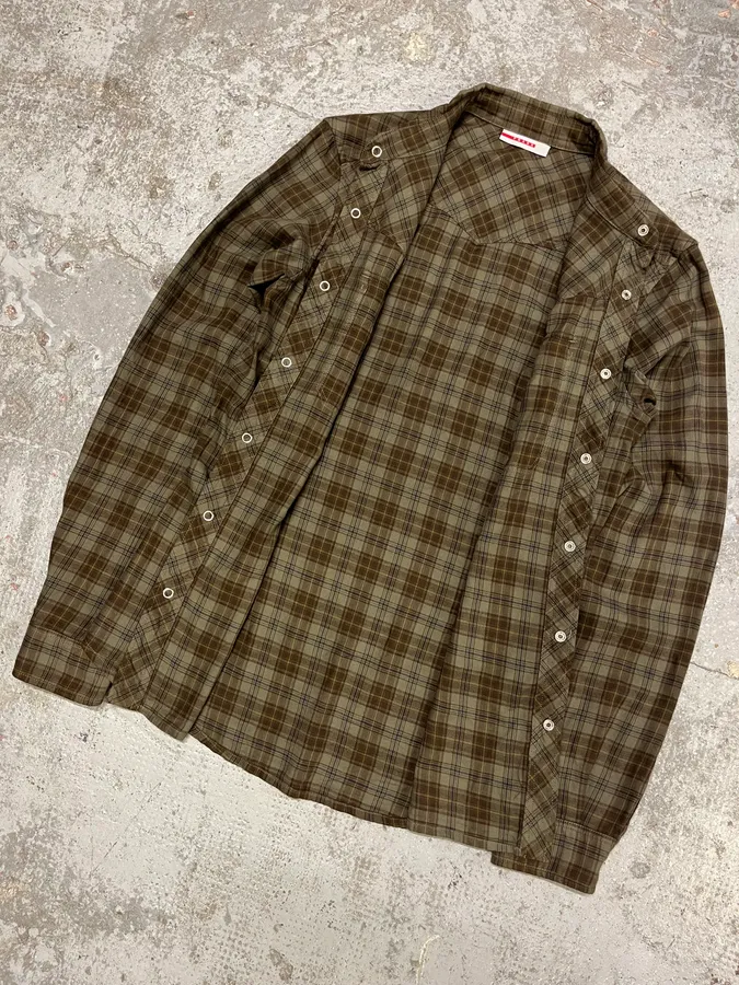 2000s Prada Green Checked Shirt - Image 5