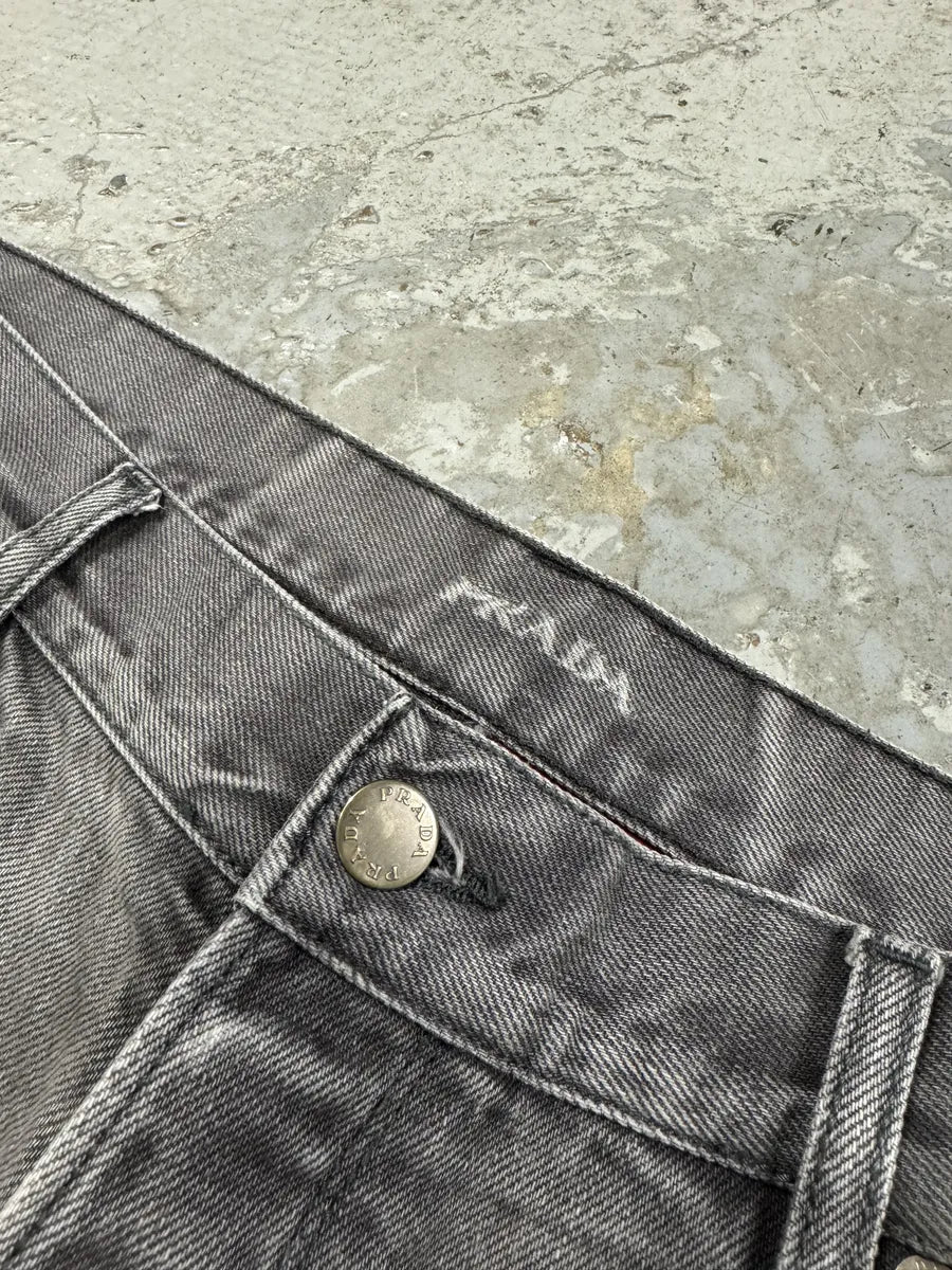 2000s Prada Grey Classic Regular Denim Jeans - Image 8