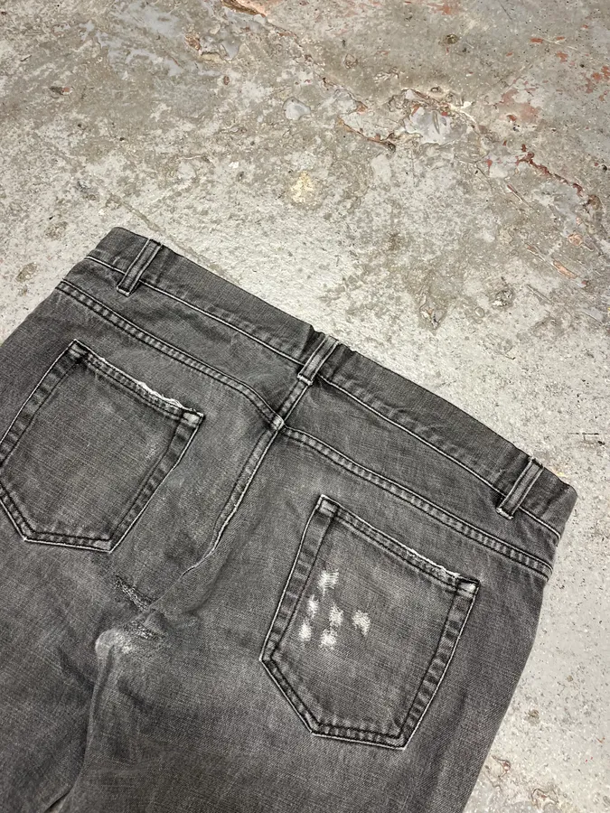 2000s Prada Grey Distressed Denim Jeans - Image 8