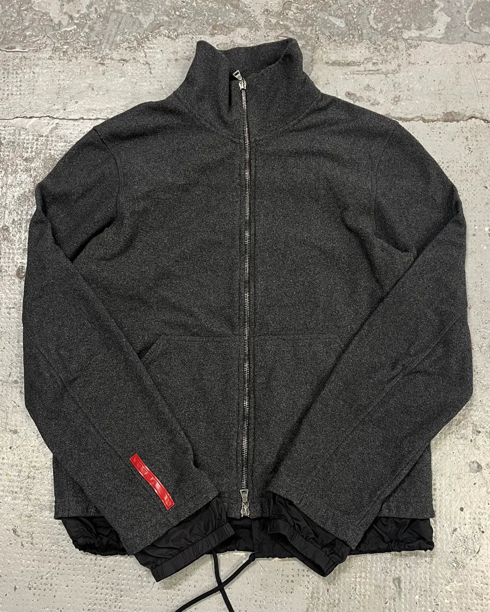2000s Prada Grey Layered Zip-up Jacket
