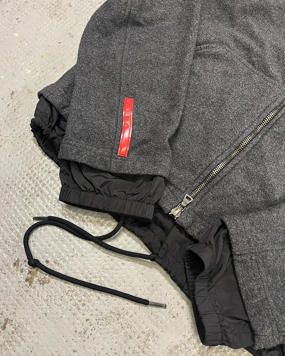2000s Prada Grey Layered Zip-up Jacket - Image 6