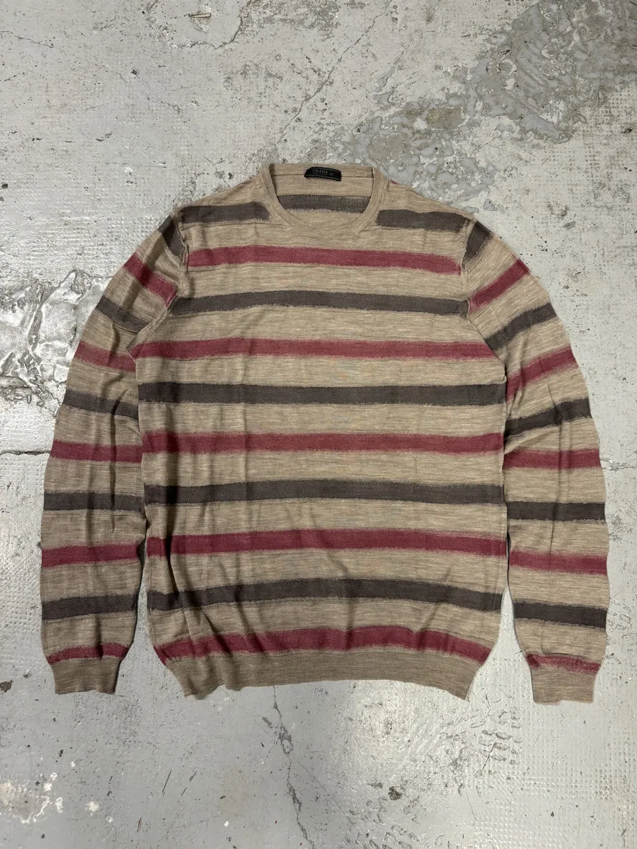 2000s Prada Grey & Pink Striped Sweater - Image 5