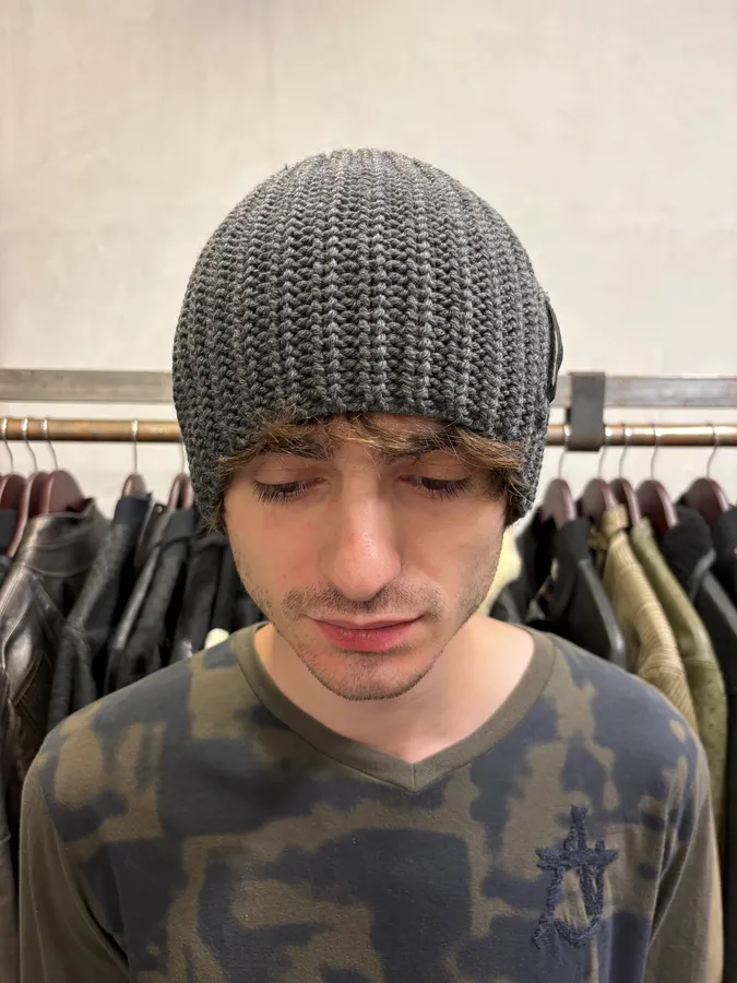 2000s Prada Grey Wool Beanie Hat - Image 2