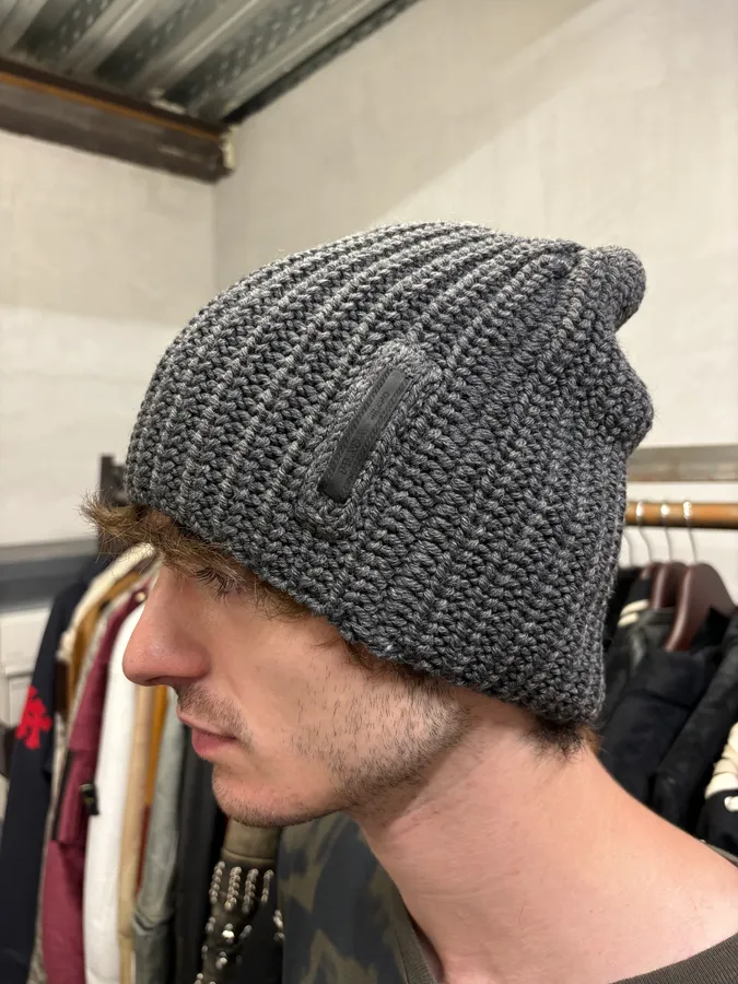 2000s Prada Grey Wool Beanie Hat - Image 4