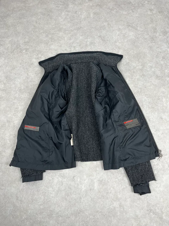 2000s Prada Grey Wool Hybrid Jacket - Image 8