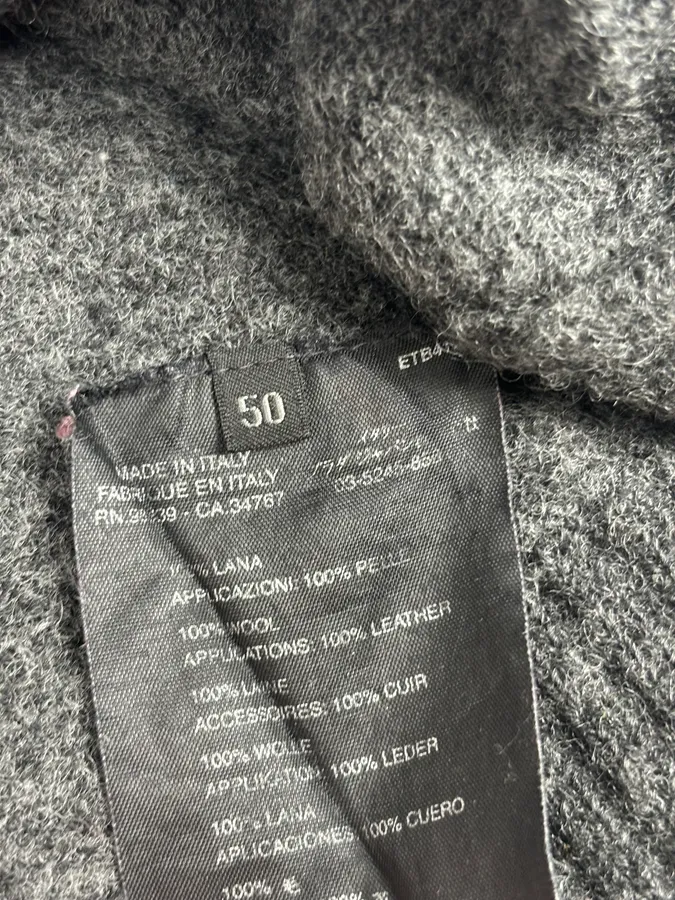 2000s Prada Grey Wool Leather Elbow Patch Sweater - Image 9