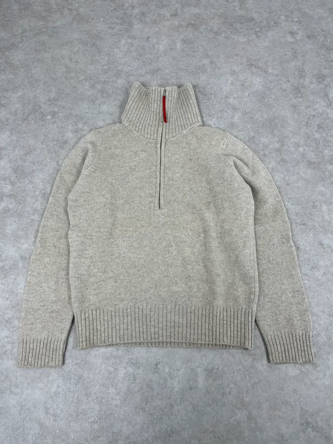2000s Prada Grey Wool Zip-Up Sweater - Image 3