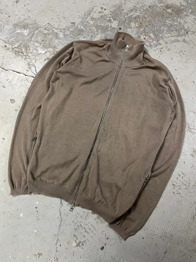 2000s Prada Grey Zip-up Sweater - Image 4
