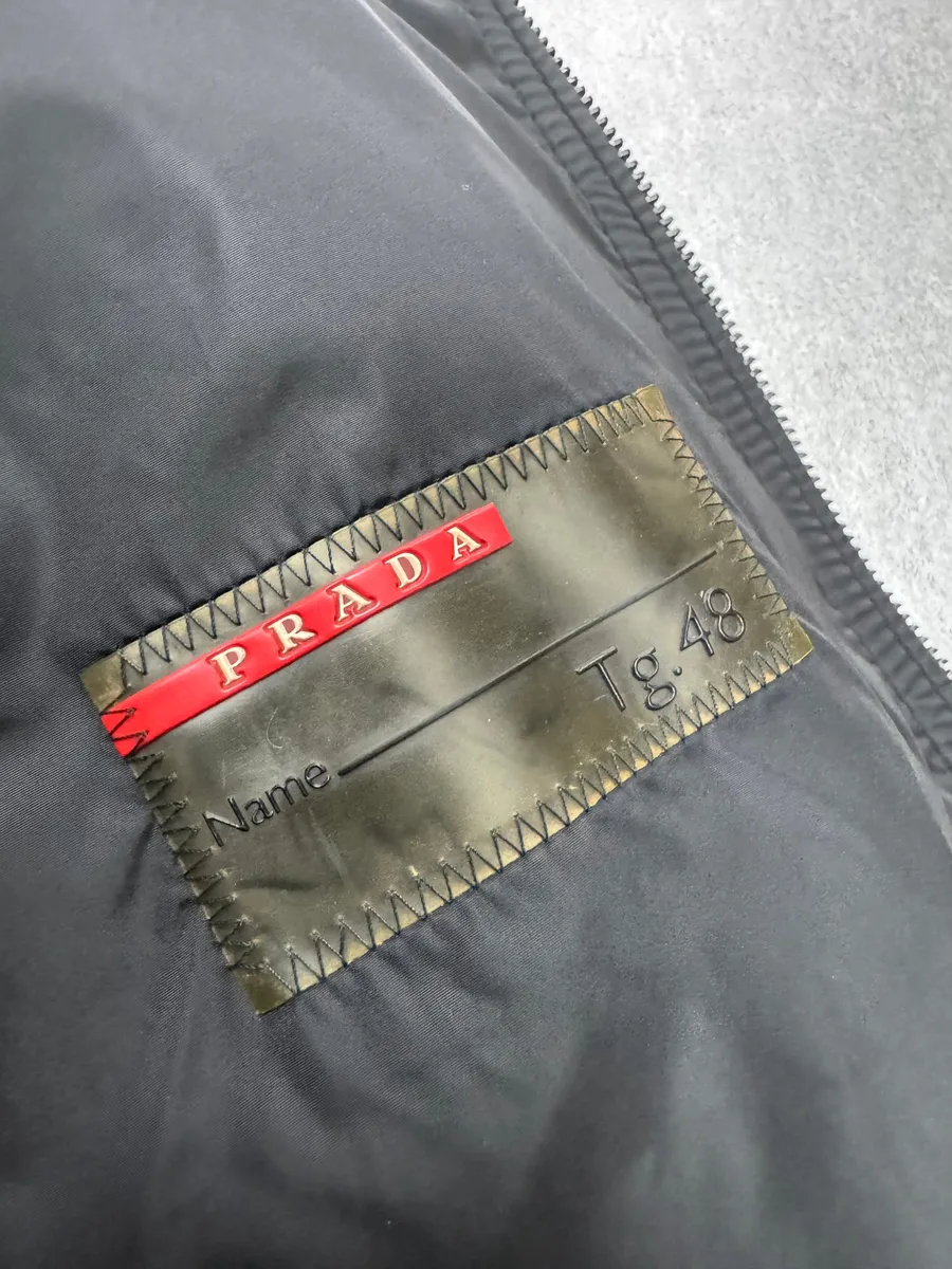 2000s Prada High Collar Black Leather Jacket - Image 11