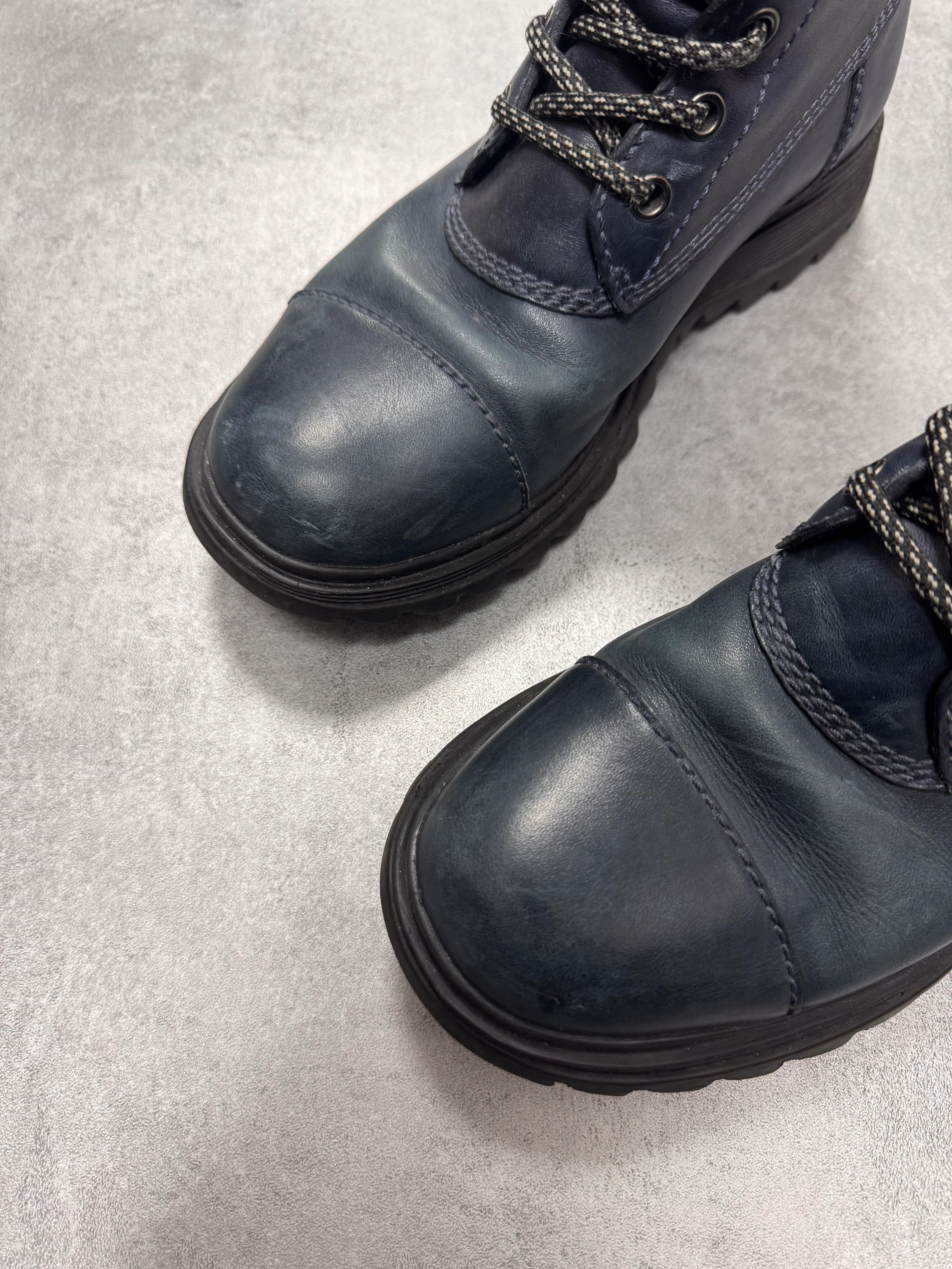 2000s Prada Hiking Navy Leather Boots - Image 7