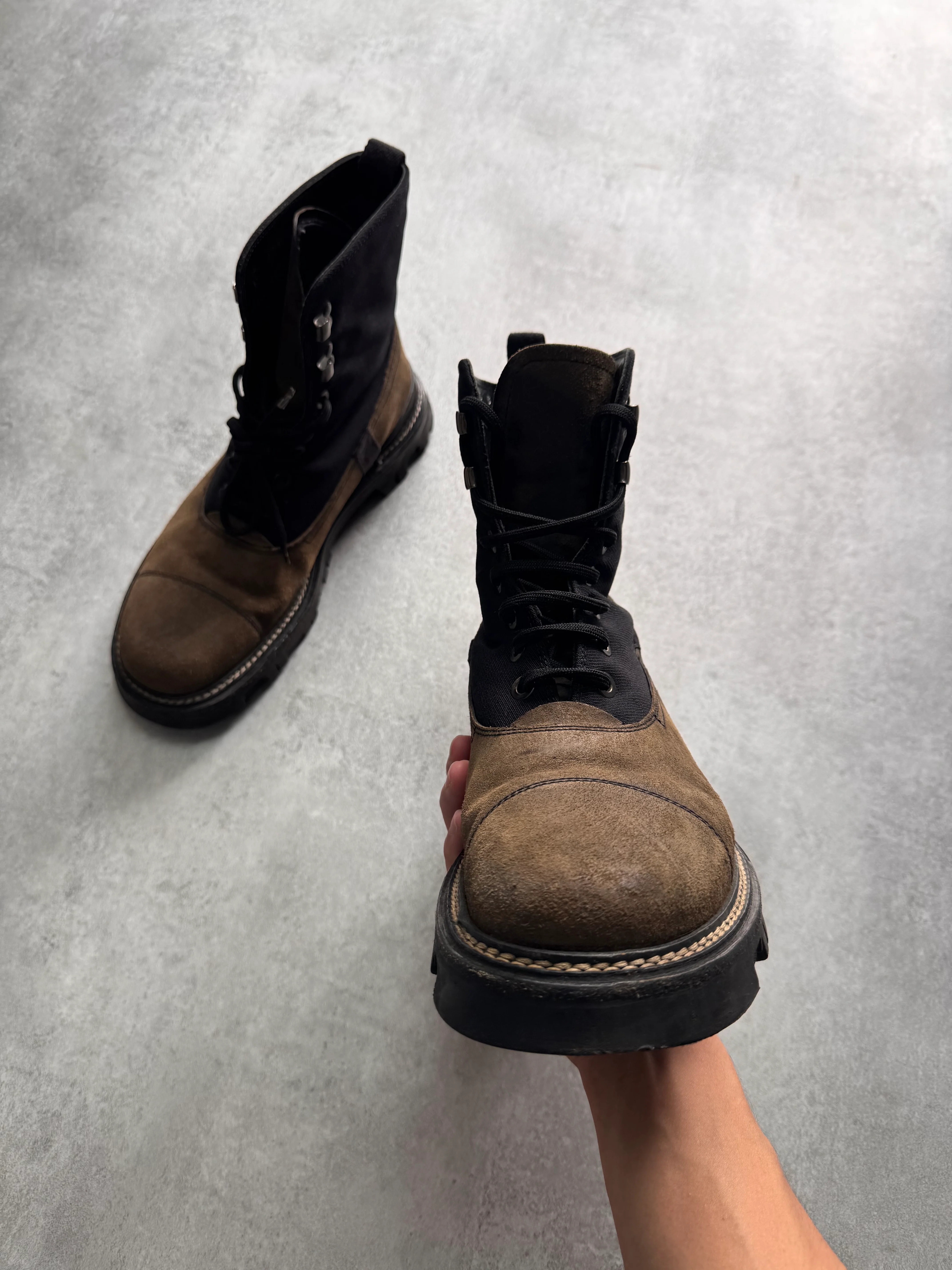 2000s Prada Hiking Suede Hybrid Leather Boots - Image 5